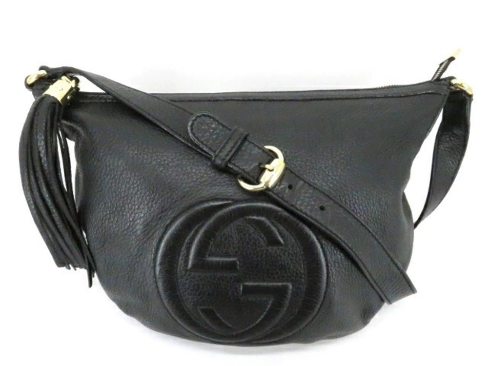 Gucci Soho Fringe Calfskin Shoulder Bag Black